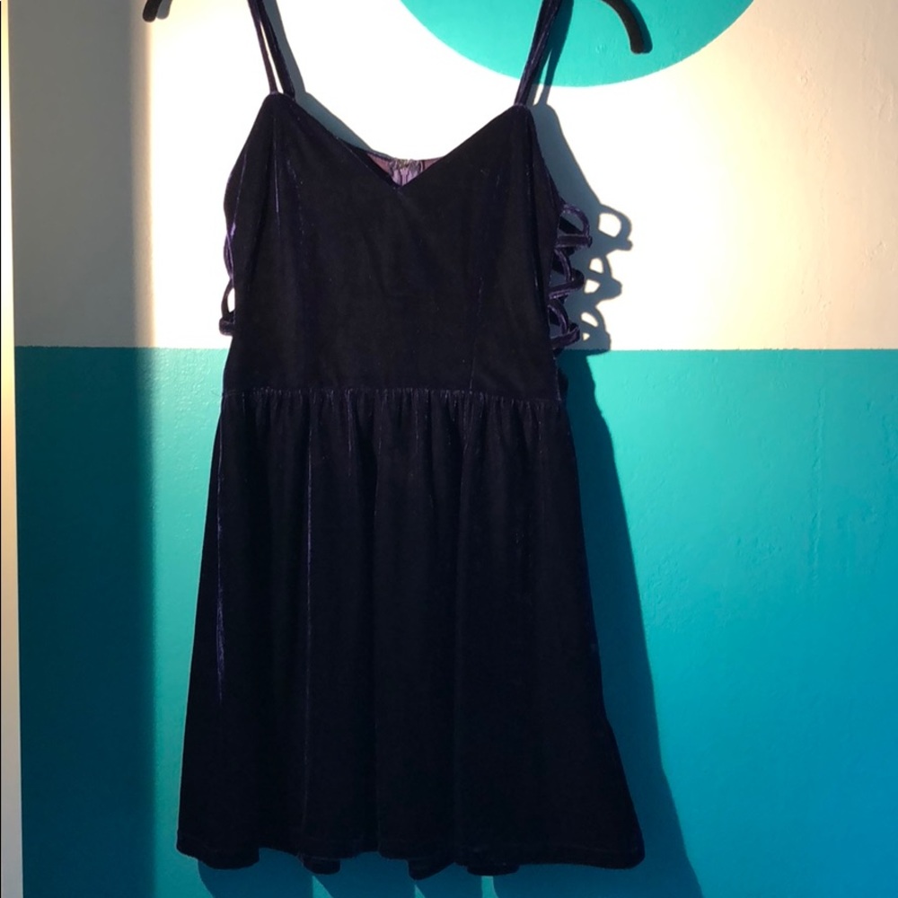 Tobi deep purple velour babydoll dress